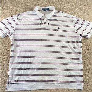 Polo Ralph Lauren short sleeve striped polo‎ men’s size XL white plink black GUC